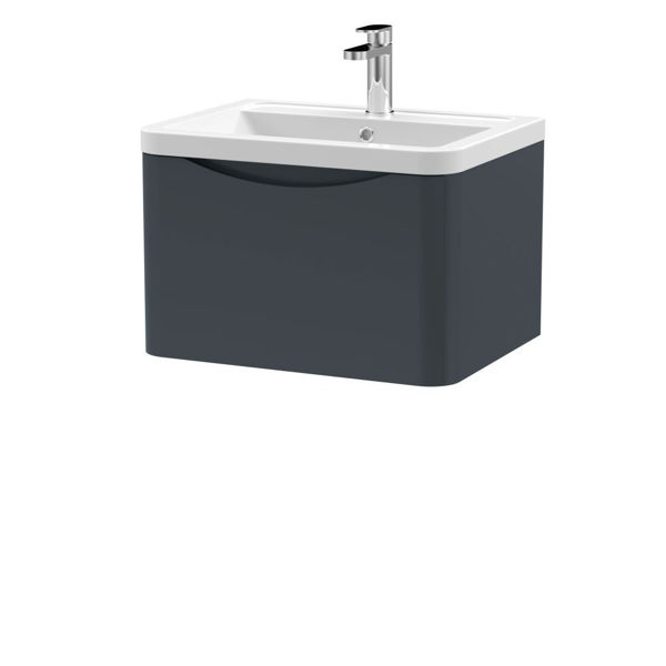 Picture of Neutral Lunar 600mm Wall Hung 1 Drawer Vanity & Ceramic Basin