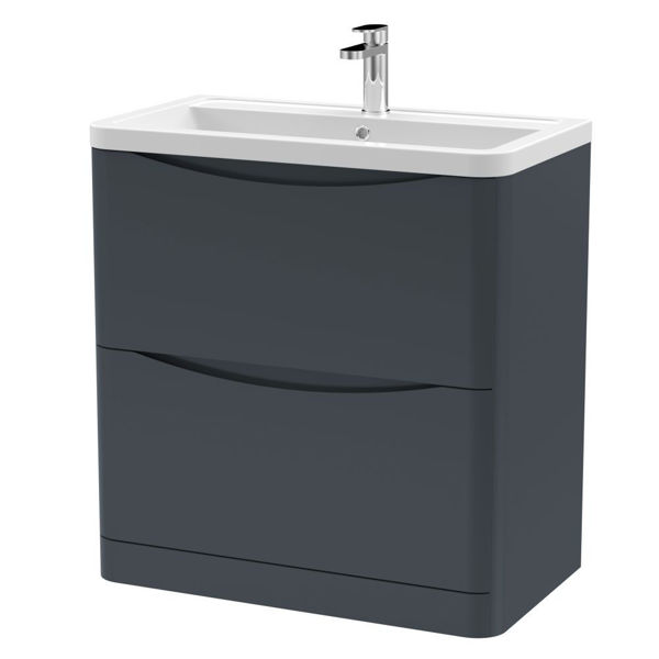 Picture of Neutral Lunar 800mm Floor Standing 2 Drawer Vanity & Ceramic Basin