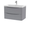 Picture of Neutral Lunar 800mm Wall Hung 2 Drawer Vanity & Ceramic Basin