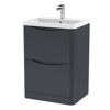 Picture of Neutral Lunar 600mm Floor Standing 2 Drawer Vanity & Polymarble Basin