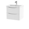 Picture of Neutral Lunar 600mm Wall Hung 2 Drawer Vanity & Polymarble Basin