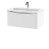 Picture of Neutral Lunar 800mm Wall Hung 1 Drawer Vanity & Polymarble Basin