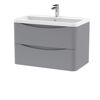 Picture of Neutral Lunar 800mm Wall Hung 2 Drawer Vanity & Polymarble Basin