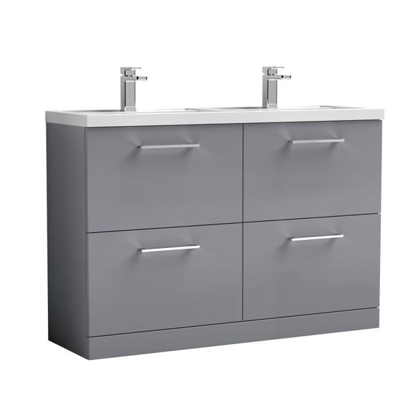 Picture of Nuie Arno 1200mm Floor Standing 4 Drawer Vanity & Double Basin 1