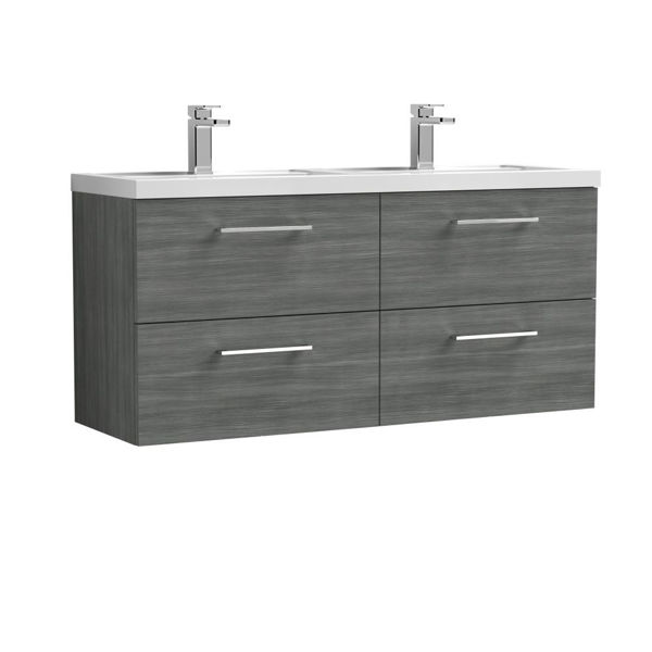 Picture of Nuie Arno 1200mm Wall Hung 4 Drawer Vanity & Double Basin