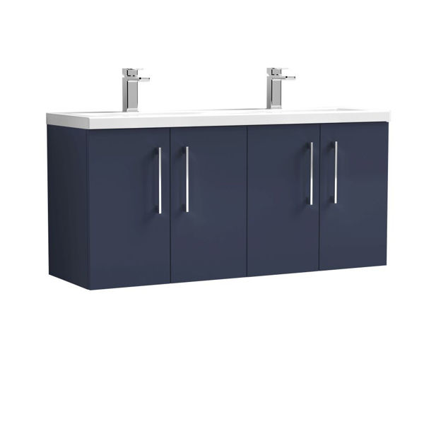 Picture of Nuie Arno 1200mm Wall Hung 4-Door Vanity & Double Basin