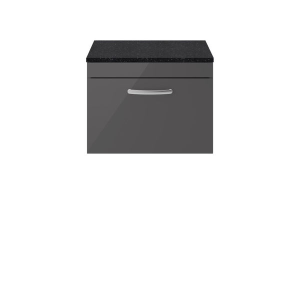Picture of Nuie Athena 600mm Wall Hung Cabinet With Sparkling Black Worktop