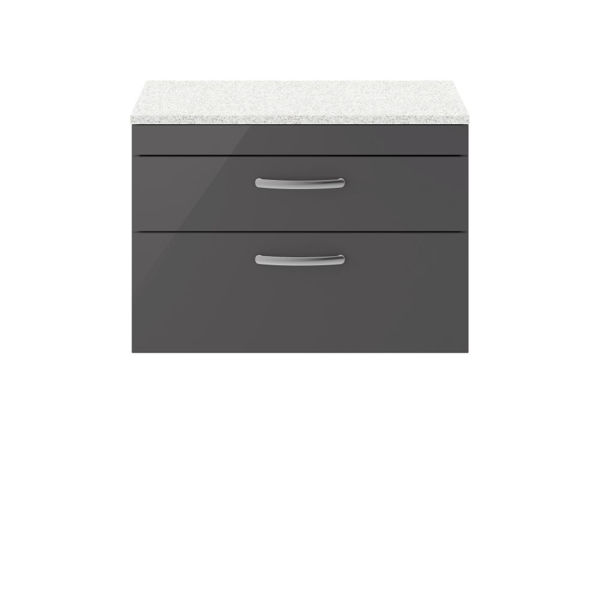 Picture of Nuie Athena 800mm Wall Hung Cabinet With Sparkling White Worktop