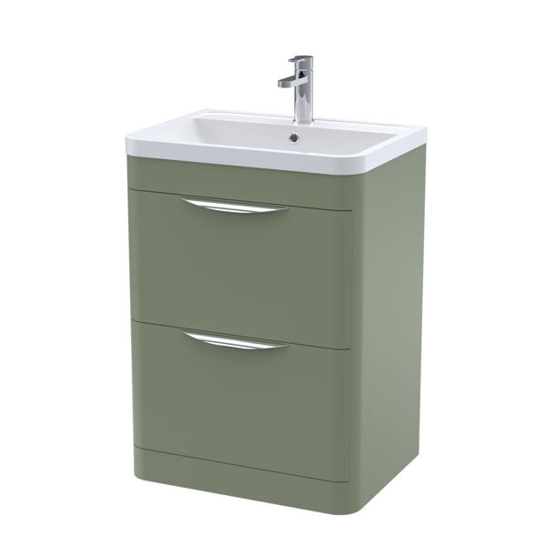 Picture of Neutral Parade 600mm Floor Standing 2 Drawer Vanity & Polymarble Basin