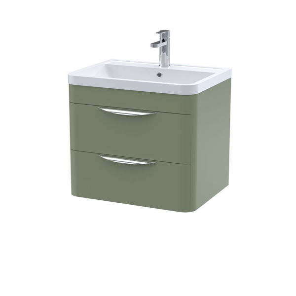 Picture of Neutral Parade 600mm Wall Hung 2 Drawer Vanity & Polymarble Basin