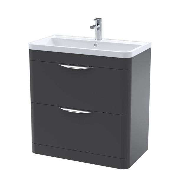 Picture of Neutral Parade 800mm Floor Standing 2 Drawer Vanity & Polymarble Basin