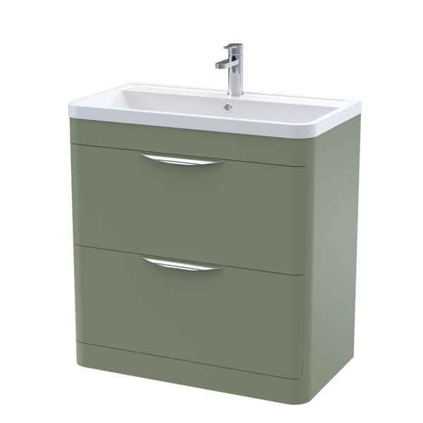 Picture of Neutral Parade 800mm Floor Standing 2 Drawer Vanity & Ceramic Basin