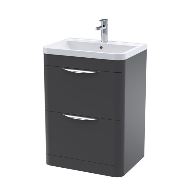 Picture of Neutral Parade 600mm Floor Standing 2 Drawer Vanity & Ceramic Basin