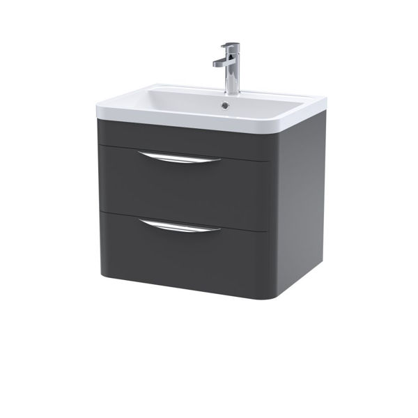 Picture of Neutral Parade 600mm Wall Hung 2 Drawer Vanity & Ceramic Basin