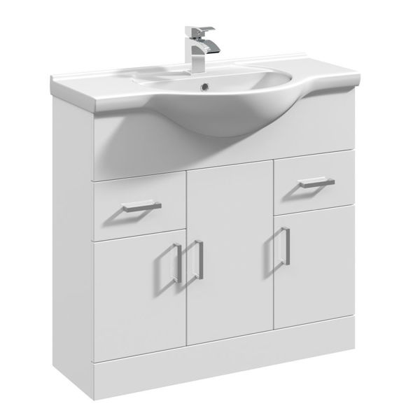 Picture of Neutral Mayford 850mm Floor Standing Cabinet & Round Basin