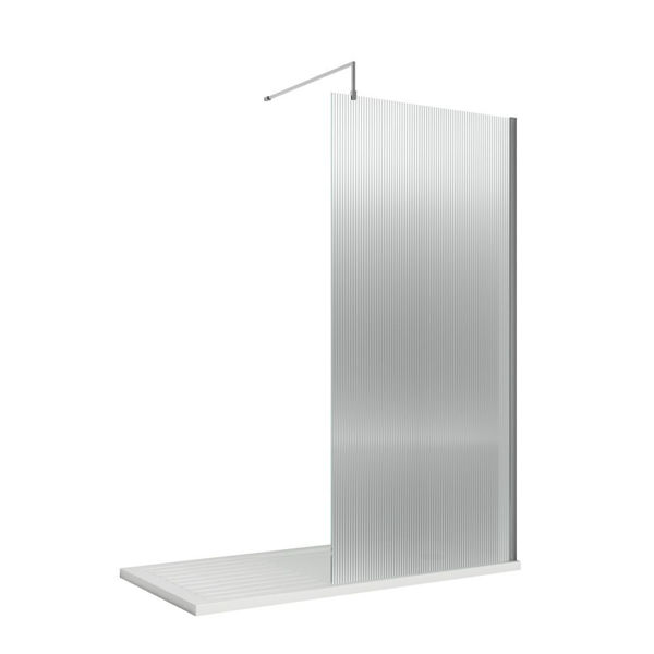 Picture of Neutral 800mm Fluted Wetroom Screen with Support Bar