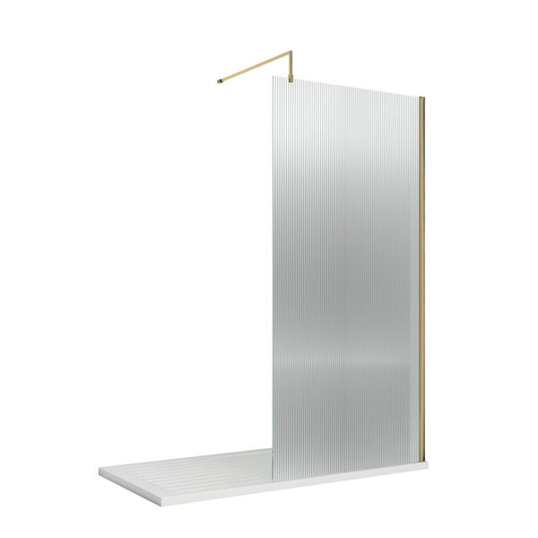 Picture of Neutral 800mm Fluted Wetroom Screen with Support Bar